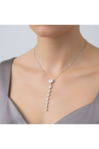 Snartun قلادة على شكل حرف Y من الأحجار الكريمة الفضية اللون مع صندوق خاص - تصميم أنيق ورومانسي I صندوق خاص