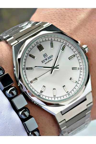 Reward Gümüş Renk Klasik Çelik Kordon Erkek Kol Saati + BİLEKLİK HEDİYELİ