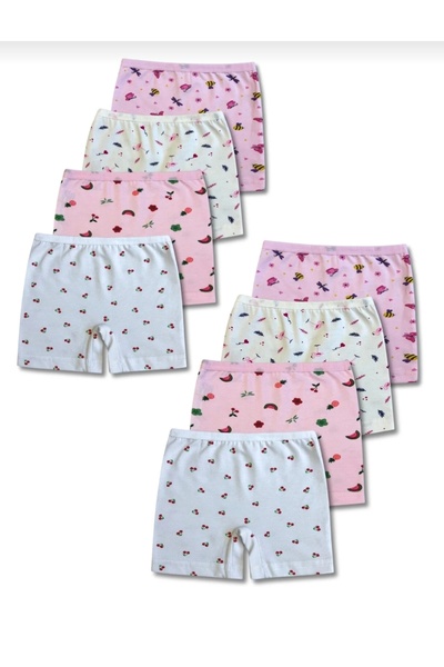 GizaKids %95 Pamuklu Kız Çocuk Likralı Penye Boxer Külot İç Çamaşır 6lı Set