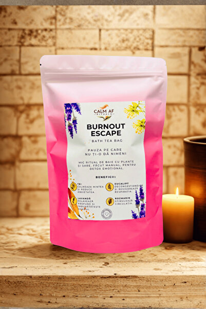 Calm AF Rituals Ceai de Baie "Burnout Escape" – Infuzie de Plante, Uleiuri Esentiale, Sare Epsom, 70g