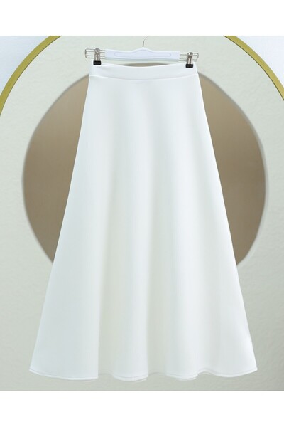 miss ledonna Women's Puff Scuba White Hijab Flared Skirt