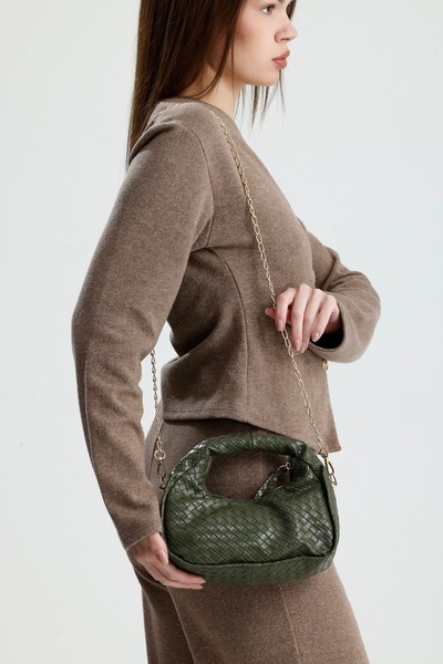 Çantacımstore Women's Mini Joli Braided Handbag Khaki