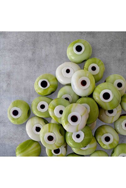 ella'nın çarşısı 8 bucăți de mărgele de sticlă Danagöz, verde și alb, marmora...