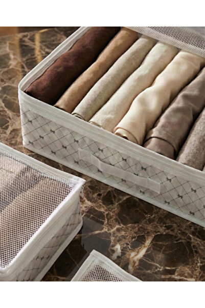Textia Home 6'lı Valiz Düzenleyici Seti Bavul İçi Organizer Seyahat Çantası Fiyonk Desenli