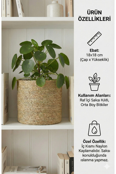 sever ithalat Doğal Liflerden Örme Yuvarlak Sepet Saksı, 6 Farklı Ebatlarda Tekli Satış