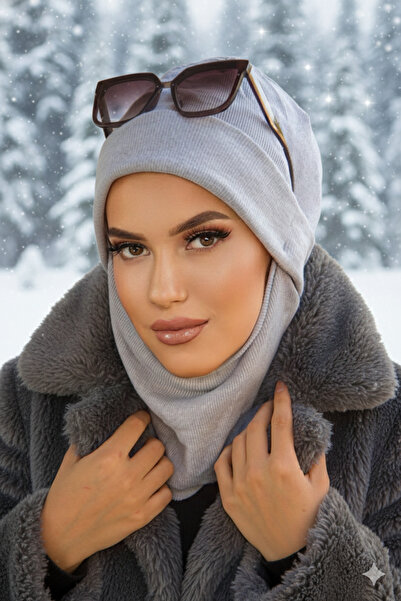 Aişe tesettür Gray Soft Masked Beret