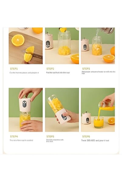 Generic Portable fruit blender for smoothies and juices, portable, 6 stainless steel blades – USB charging – (capacity 380-400 ml)