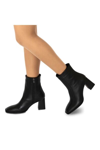 TwoEgoist حذاء نسائي بكعب سميك من الجلد الطبيعي