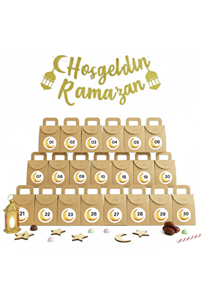repro design Σετ ημερολογίου 30 ημερών για το Ραμαζάνι Κενό κουτί δώρου 10x15 εκ. 30 τεμάχια 48 τεμάχια Ετικέτα αριθμών Ημερολόγιο Advent