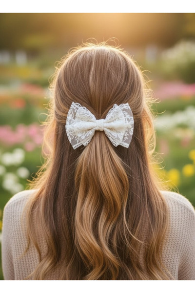 Toka Delisi 23 April Buckle - Special Design Romantic Lace Bow Handmade Ecru Bow Lace Buckle