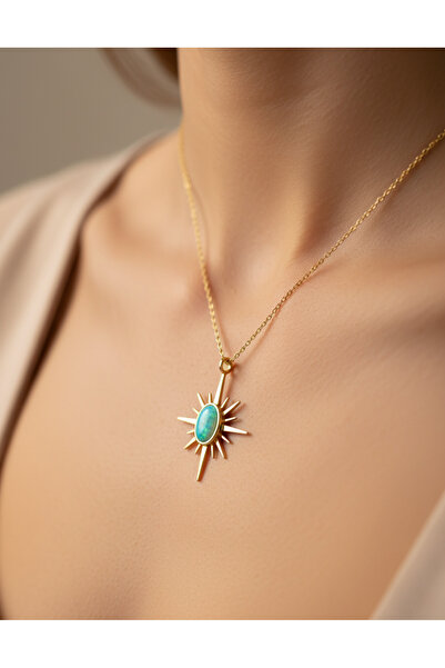 MSMODAM SILVER Opal Taşlı Kutup Yıldızı 925 Ayar Gümüş Kolye