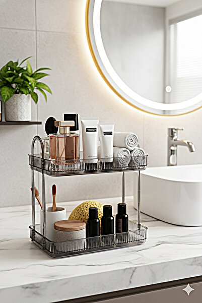 UNIQUE ME 2 Tier Bathroom Organizer Organizer Bathroom Shelf Stone