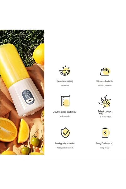 Generic Portable fruit blender for smoothies and juices, portable, 6 stainless steel blades – USB charging – (capacity 380-400 ml)