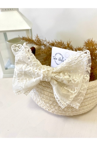 Toka Delisi 23 April Buckle - Special Design Romantic Lace Bow Handmade Ecru Bow Lace Buckle