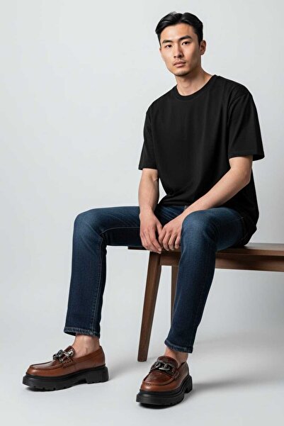 Oneka Shoes Men's Casual Loafer Brown Napa Crocodile Buckle 20251308Lkt2359