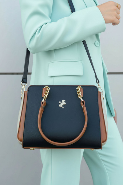 POLO CLUB Women's Polo 4 Compartment Chain Detailed Long Crossbody Strap & Handbag (24X19 cm)