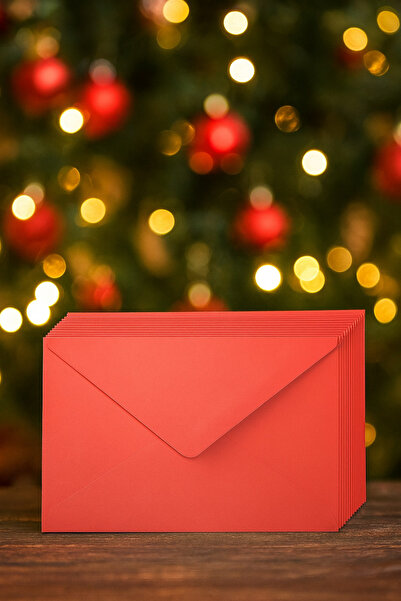 Dekals 10 Adet Kırmızı Zarf Kartpostal Zarfı 13x18