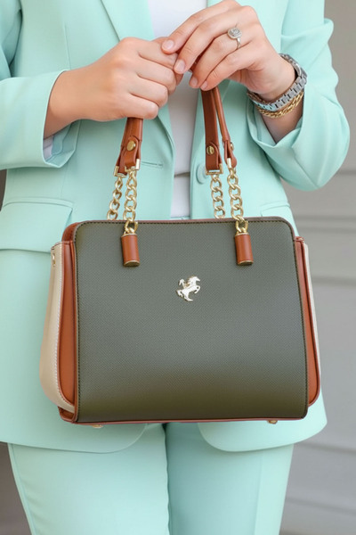 POLO CLUB Women's Polo 4 Compartment Chain Detailed Long Crossbody Strap & Handbag (24X19 cm)