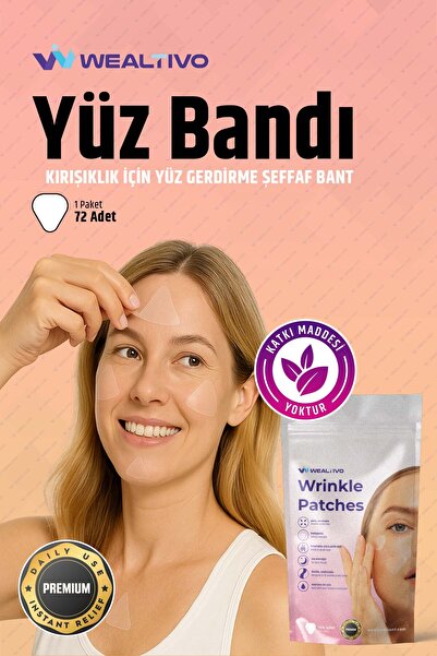 Wealtivo Yüz Germe Bandı 72’li - Premium Yüz Kırışıklık Bandı Alın & Kaz Ayağı İçin İnce Çizgi Bantları