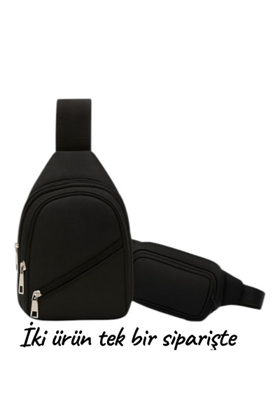 Sofia Unisex Double Cross Bag and 3 Zipper Strap Bag