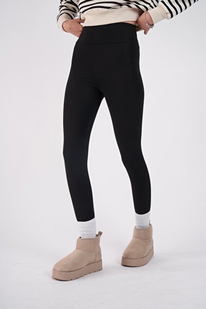 BiavSi Şardonlu Kalın Kışlık İçi Polarlı Yüksek Bel Toparlayıcı Tayt