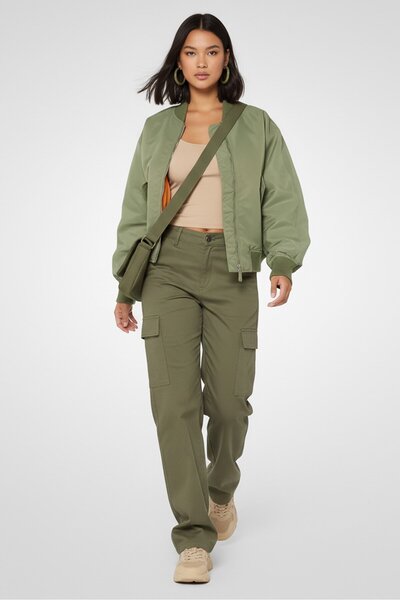 BURBERRY Women Solid Bomber Jacket, Sage Green