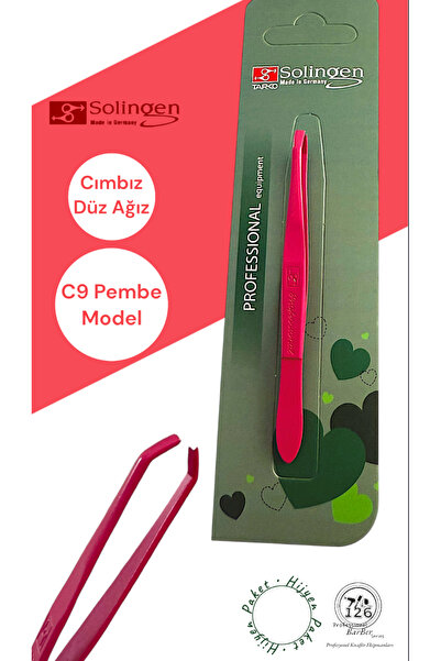 kozmetik126 Solingen C9 Cımbız (Pembe,Düz Ağız,Büyük Boy)