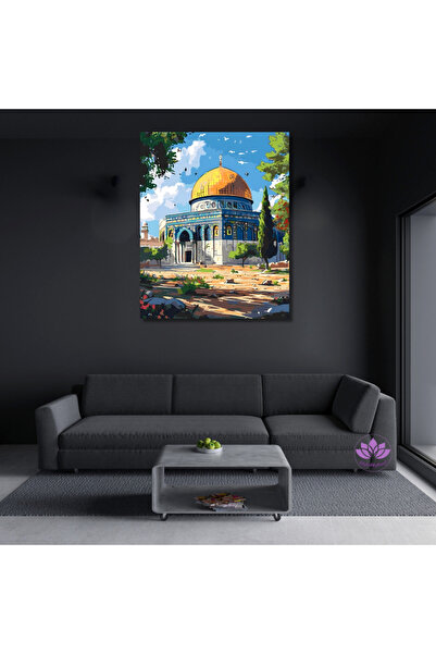 LİLYHOBBYLAND Sayılarla Boyama Seti Kasnağa Gerili İslami Eserler 40x50 cm: Altın Kubbe