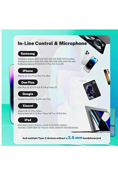 HYX USB-C Earpods Wired Earbuds with Microphone & Volume Control (White)