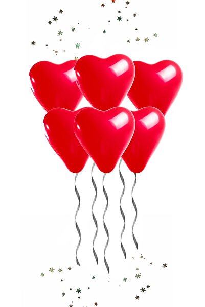 Partikom Kırmızı Kalpli Folyo Uçan Balon Adet 18 Inç 45 Cm Sevgililer Günü Ba...