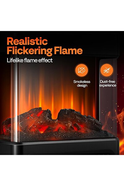 Generic Electric Heater with 3D Flame Effect, 2 Heat Levels, Overheat Protection, Energy-Saving Tower Heater