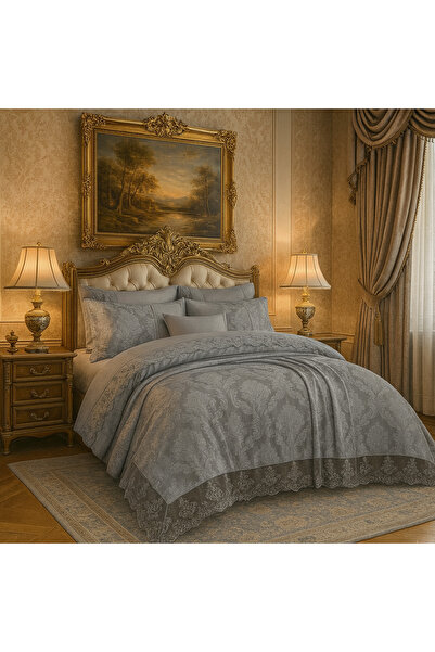 Çeyiz Bahçesi Mahidevran 3-компонентний комплект двоспального покривала з фра...