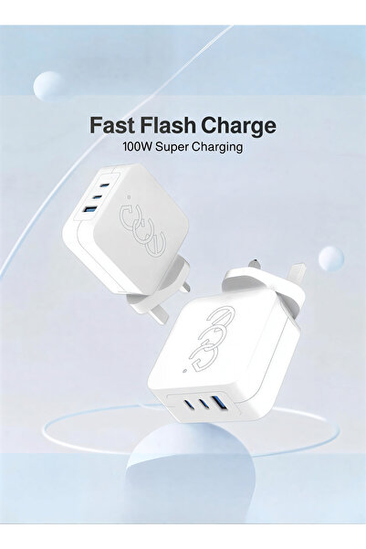 EGG 100W GaN Fast Charger with 3 ports (USB-C + USB-A) supports smart charging.