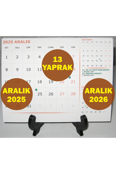 limitsizalisveris Aralık 2025 - Aralık 2026 Yılı Masa Takvimi 13 Yaprak Hicri Dini Günler Resmi Tatiller