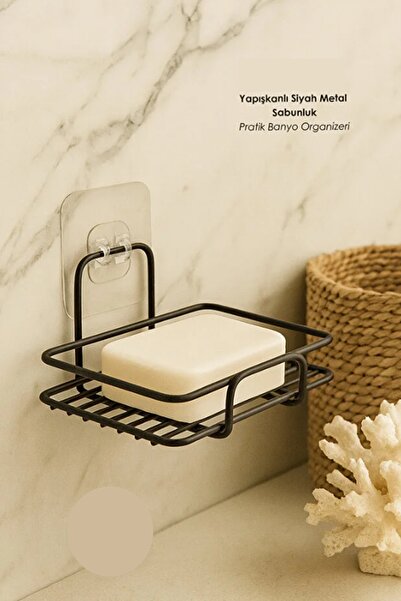 Kitchen Beauty Paslanmaz Metal Katı Sabunluk Güçlü Yapışkanlı Kare Sabunluk
