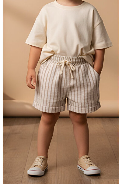 Bondberro Мъжки къси панталони с двоен крачол от муселин, 100% памук