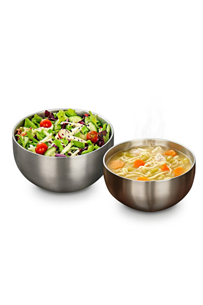 Kitchen Design Lab Paslanmaz Çelik Çift Cidarlı Kase, Çırpma Karıştırma Kabı,...