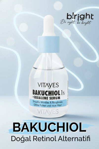 VITAYES Leke Karşıtı Retinol Alternatifi Bio Bakuchiol %1 & Squalene Cilt Onarıcı Aydınlatıcı Serum 30ml