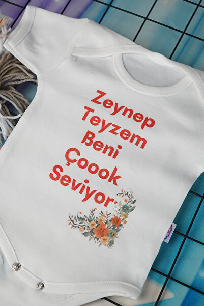 soft wing Pamuklu Bebek Zıbını Merve Teyzem Beni Seviyor Yazılı - İsme Özel Hazırlanmakta