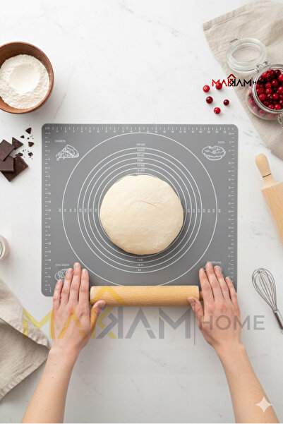 Makkam Home | Büyük Boy Silikon Gri Hamur Açma Matı Büyük Ölçü 45x65 Yapışmaz...