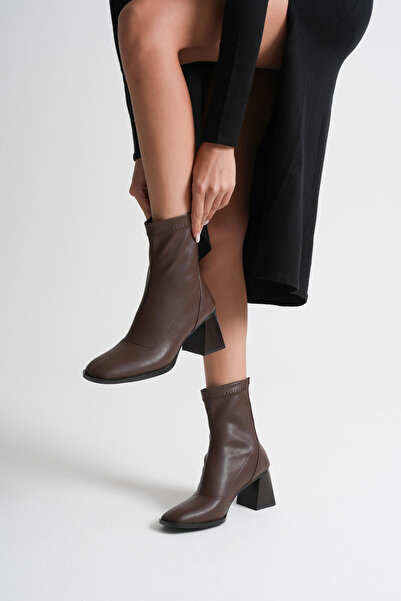 Zerenyus Μπότες Stretch με χοντρό τακούνι Elora Premium Bitter Brown