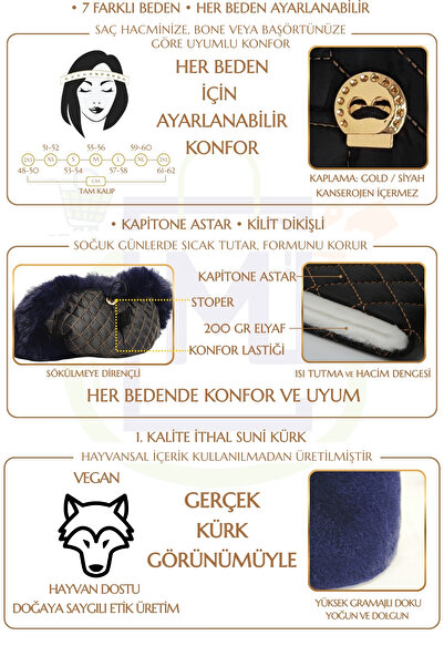 Mağazam Online Sötétkék plüss SZÍV KAPCS | Műszőrme téli női sapka újév, újévi ajándék