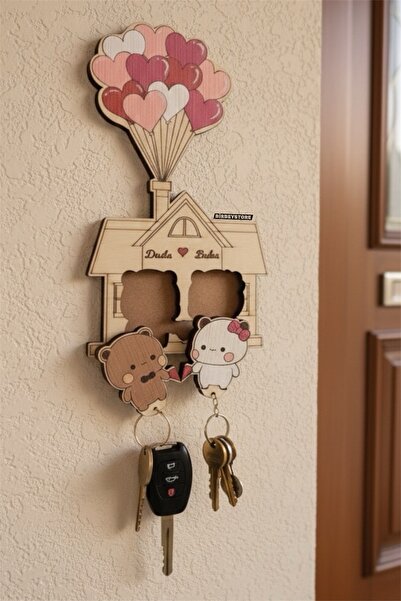 Malerind Duvar Dekorasyon Ürünü Renkli Balonlar Çift Sevgili Anahtarlık (AHŞA...