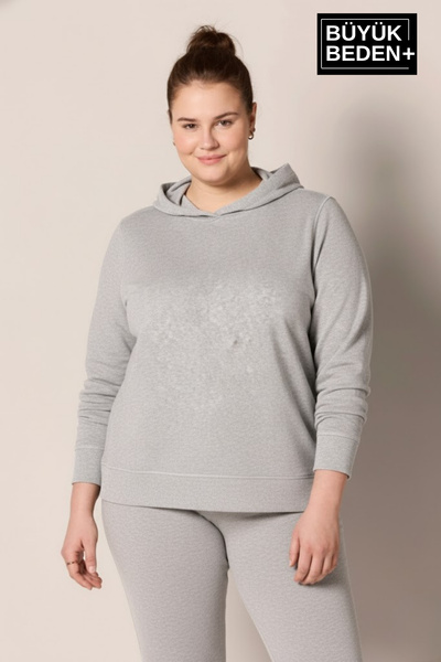 Superlife Γυναικείο φούτερ με κουκούλα Plus Size SPR24BSWK57