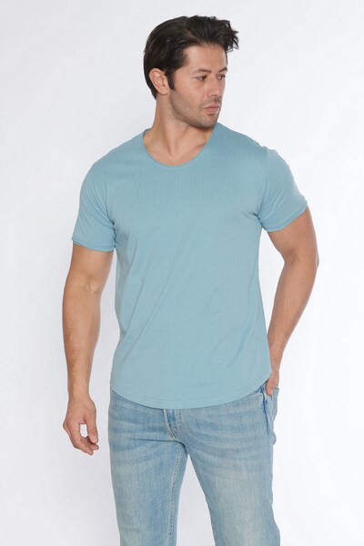 BlackHorn Men's Wide Neck 100% Cotton Loose T-Shirt