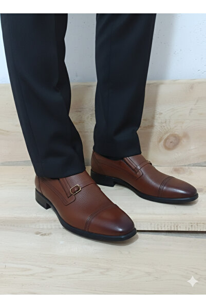 LİCCAS Erkek Mevsimlik Kundura: Sonbahar- Kış Hakiki Deri Kauççuk Taban Bağcıksız Taba Rengi