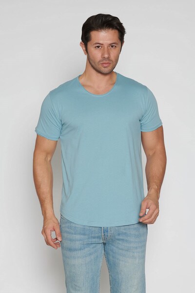 BlackHorn Men's Wide Neck 100% Cotton Loose T-Shirt