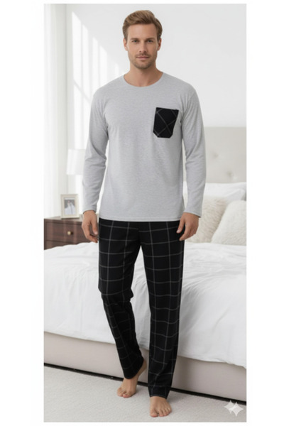 Sude HOMEWEAR Ανδρικό σετ πιτζάμες με μακριά μανίκια