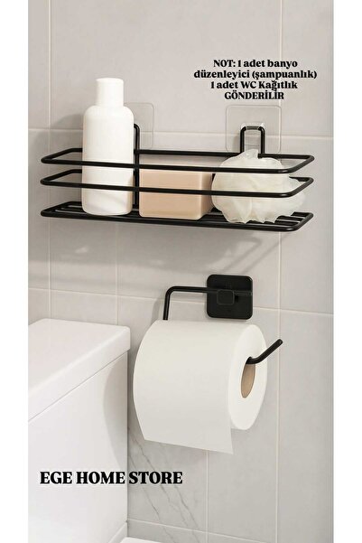 Home Yapışkanlı Kancalı 3 AdetBanyo Mutfak Düzenleyici kanca Mat Siyah