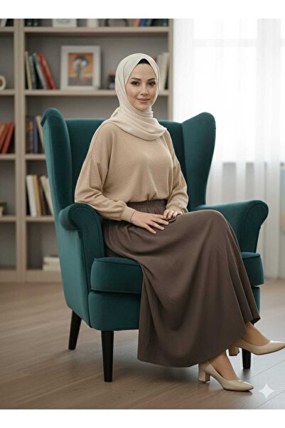 QUAWEAR Υφασμάτινη φούστα Modal με ελαστική μέση και τσέπες στα πλαϊνά